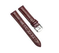 Belivceng Bracelet de montre en cuir à motif bambou avec boucle ardillon en acier, tailles 18 à 22 mm, accessoire de remplacement durable,Brun - Argent,16 mm