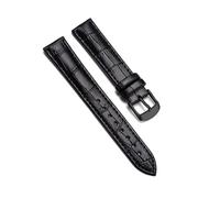 Belivceng Bracelet de montre en cuir à motif bambou avec boucle ardillon en acier, tailles 18 à 22 mm, accessoire de remplacement durable,Noir - Noir,16 mm