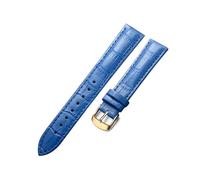 Belivceng Bracelet de montre en cuir à motif bambou avec boucle ardillon en acier, tailles 18 à 22 mm, accessoire de remplacement durable,Bleu - Or,22 mm