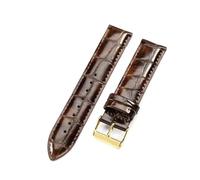 Belivceng Bracelet de montre en cuir à motif bambou, résistant à l'eau, avec boucle en métal, pour femmes et hommes, tailles de 14 mm à 22 mm,B Brun Or,18 mm