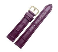 Belivceng Bracelet de montre en cuir à motif crocodile, accessoire de remplacement durable, tailles 12 mm à 22 mm,Violet,21 mm