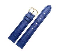 Belivceng Bracelet de montre en cuir à motif crocodile, accessoire de remplacement durable, tailles 12 mm à 22 mm,Bleu,15 mm