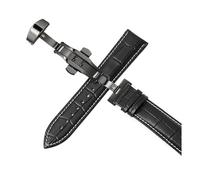 Belivceng Bracelet de montre en cuir, boucle déployante automatique à double pression, tailles 12 à 24 mm, accessoire de remplacement,Noir B,12 mm