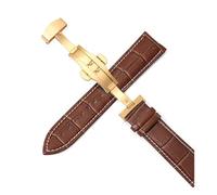 Belivceng Bracelet de montre en cuir, boucle déployante automatique à double pression, tailles 12 à 24 mm, accessoire de remplacement,Or D,17 mm