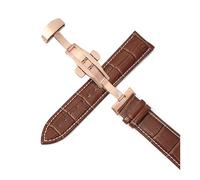 Belivceng Bracelet de montre en cuir, boucle déployante automatique à double pression, tailles 12 à 24 mm, accessoire de remplacement,Or rose D,20 mm