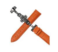 Belivceng Bracelet de montre en cuir, boucle déployante automatique à double pression, tailles 12 à 24 mm, accessoire de remplacement,Noir marron clair,16 mm