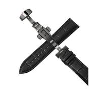 Belivceng Bracelet de montre en cuir, boucle déployante automatique à double pression, tailles 12 à 24 mm, accessoire de remplacement,Noir Noir,15 mm