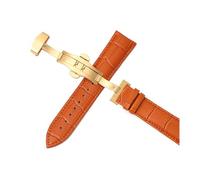 Belivceng Bracelet de montre en cuir, boucle déployante automatique à double pression, tailles 12 à 24 mm, accessoire de remplacement,Blond doré clair,24 mm