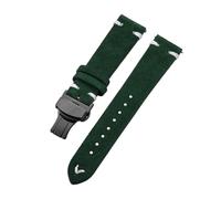 Belivceng Bracelet de montre en cuir suédé avec coutures faites main, bracelet vintage à dégagement rapide avec fermoir pliant, 18 mm à 22 mm,Vert Blanc-Noir,18 mm