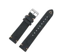 Belivceng Bracelet de montre en cuir suédé, bracelet vintage avec coutures faites main, accessoires de remplacement 18 mm à 24 mm,Gris foncé,20 mm - Argent