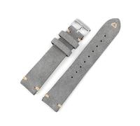 Belivceng Bracelet de montre en cuir suédé, bracelet vintage avec coutures faites main, accessoires de remplacement 18 mm à 24 mm,Gris,22 mm - Argent