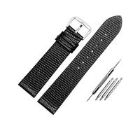 Belivceng Bracelet de montre en cuir véritable à motif lézard, bracelet fin pour femme, tailles 12 à 16 mm, accessoire de remplacement,Noir Argent,6 mm