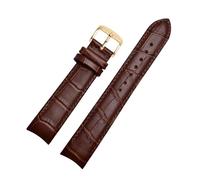 Belivceng Bracelet de montre en cuir véritable avec boucle en acier, extrémité incurvée pour bracelet de remplacement, tailles 20 à 22 mm,Épingle en or brun,21 mm