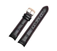 Belivceng Bracelet de montre en cuir véritable avec boucle en acier, extrémité incurvée pour bracelet de remplacement, tailles 20 à 22 mm,Épingle rose rouge,20 mm