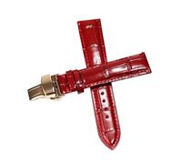 Belivceng Bracelet de montre en cuir véritable avec boucle papillon, accessoires de remplacement pour bracelets de 12 à 18 mm,Or rose rouge,20 mm