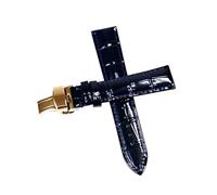 Belivceng Bracelet de montre en cuir véritable avec boucle papillon, accessoires de remplacement pour bracelets de 12 à 18 mm,Bleu doré,16 mm