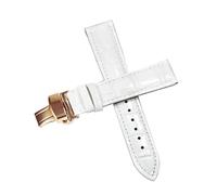 Belivceng Bracelet de montre en cuir véritable avec boucle papillon, accessoires de remplacement pour bracelets de 12 à 18 mm,Blanc - F,14 mm
