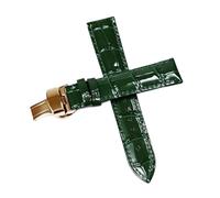 Belivceng Bracelet de montre en cuir véritable avec boucle papillon, accessoires de remplacement pour bracelets de 12 à 18 mm,Vert doré,18 mm
