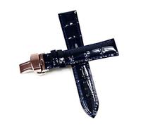 Belivceng Bracelet de montre en cuir véritable avec boucle papillon, accessoires de remplacement pour bracelets de 12 à 18 mm,Bleu - F,20 mm