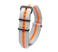 Belivceng Bracelet de montre en nylon rayé style militaire avec boucle noire - Bracelet tissé durable 18 mm, 20 mm, 22 mm, 24 mm,Gris Orange S,22 mm