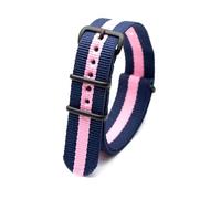 Belivceng Bracelet de montre en nylon rayé style militaire avec boucle noire - Bracelet tissé durable 18 mm, 20 mm, 22 mm, 24 mm,Bleu Rose,24 mm