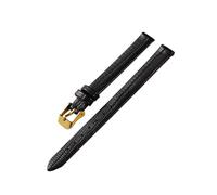 Belivceng Bracelet de montre fin en cuir véritable, motif lézard, pour femme, bracelet de remplacement de 8 à 16 mm,Noir - Or,8 mm