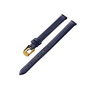 Belivceng Bracelet de montre fin en cuir véritable, motif lézard, pour femme, bracelet de remplacement de 8 à 16 mm,Bleu - Or,12 mm