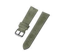 Belivceng Bracelet de montre vintage en cuir suédé avec boucle en métal, coutures faites main, bracelet à dégagement rapide, tailles 18 mm à 24 mm,Vert-Noir,24 mm
