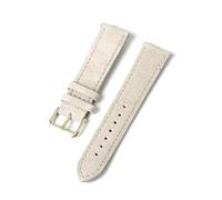 Belivceng Bracelet de montre vintage en cuir suédé avec boucle en métal, coutures faites main, bracelet à dégagement rapide, tailles 18 mm à 24 mm,Beige-Or,19 mm