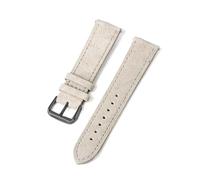 Belivceng Bracelet de montre vintage en cuir suédé, bracelet à dégagement rapide avec coutures, pour hommes et femmes, tailles de 18 mm à 22 mm,Beige-noir,18 mm