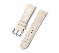 Belivceng Bracelet de montre vintage en cuir suédé, coutures faites main, bracelet de remplacement durable de 18 à 24 mm,Beige,18 mm - Noir
