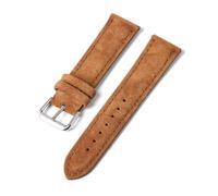 Belivceng Bracelet de montre vintage en cuir suédé, coutures faites main, bracelet de remplacement durable de 18 à 24 mm,Brun,24 mm - Noir
