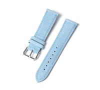 Belivceng Bracelet de montre vintage en cuir suédé, coutures faites main, bracelet de remplacement durable de 18 à 24 mm,Bleu clair,18 mm - Argent