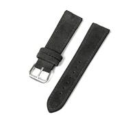 Belivceng Bracelet de montre vintage en cuir suédé, coutures faites main, bracelet de remplacement durable de 18 à 24 mm,Noir,22 mm - Argent