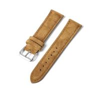 Belivceng Bracelet de montre vintage en cuir suédé, coutures faites main, bracelet de remplacement durable de 18 à 24 mm,Jaune brun,24 mm - Noir