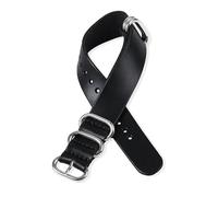 Belivceng Bracelet de montre vintage en cuir véritable, avec fermoir à cinq anneaux métalliques, pour homme, tailles 18 à 24 mm, accessoire de remplacement,Noir,18 mm