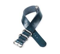 Belivceng Bracelet de montre vintage en cuir véritable, avec fermoir à cinq anneaux métalliques, pour homme, tailles 18 à 24 mm, accessoire de remplacement,Bleu,24 mm