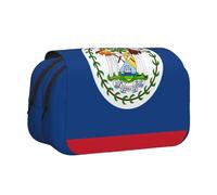 Belize Flag Trousse à stylos double clapet Impression pleine largeur Convient pour les croquis, les voyages et l'école