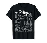 Belize Map Monuments et Faune T-Shirt