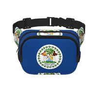 Belize Sac banane carré double couche avec drapeau du Belize / sangle réglable au niveau de la poitrine, pour voyage, entraînement, course à pied, imprimé avec