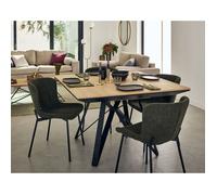 Belize - table à manger carrée extensible - bois et métal - 120 à 212 cm - Noir / Bois Noir / Bois