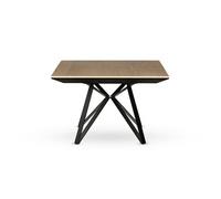 Belize - table à manger carrée extensible - effet bois et métal - 4 à 8 personnes - Noir / Bois
