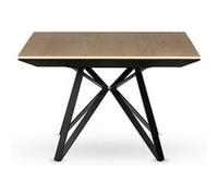 Belize - table à manger carrée extensible - bois et métal - 120 à 212 cm - Noir / Bois Noir / Bois
