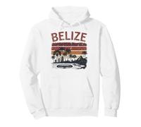 Belize Vintage Vieilli Coucher de Soleil ruines mayas et Trou Bleu Sweat à Capuche