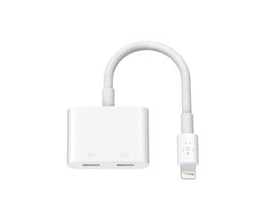 Belkin Adaptateur de charge audio Rockstar Lightning Adaptateur audio iPhone Lightning Adaptateur de charge pour iPhone 11 11 Pro/Pro Max XS XS Max XR X SE 8/8 Plus etc. - Blanc