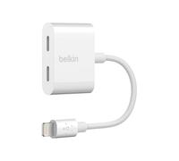 Belkin Adaptateur Lightning Rockstar Audio + Recharge (Adaptateur de Recharge pour iPhone 12, 12 Pro, 12 Pro Max, 12 Mini, 11, 11 Pro/Pro Max, XS, XS Max, XR, X, SE, 8/8 Plus, etc.) Blanc F8J198btWHT