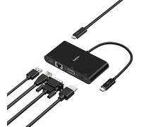 Belkin Adaptateur multimédia USB-C (hub USB-C avec ports VGA, HDMI 4K, USB 3.0, Ethernet ; alimentation Pass-Through 100 W pour MacBook Pro, iPad Pro, Surface Pro, Chromebook, etc.)
