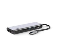 Belkin Adaptateur USB-C multiport 7-en-1 (avec 4K HDMI, USB-C, 2 x USB A, audio 3,5 mm, SD 3.0 et micro-SD 3.0, pour MacBook Pro, MacBook Air, iPad Pro, XPS, etc.)