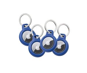 Belkin AirTag - Lot de 4 Coques avec Porte-clés, Support sécurisé pour Air Tag avec Accessoire résistant aux Rayures - Bleu