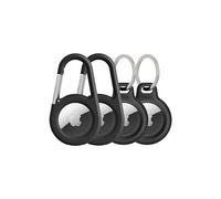 Belkin Apple Lot de 4 Supports sécurisés AirTag avec Porte-clés + Mousqueton, étui résistant aux Rayures avec Face Ouverte et Bords surélevés - Porte-clés de Protection AirTag pour clés, Animaux de